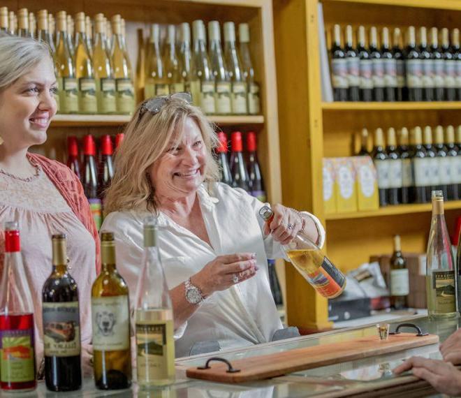 Women enjoying wine